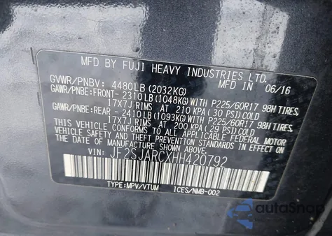 2017 Subaru Forester 2.5I Limited из США, поврежденный, VIN JF2SJARCXHH420792